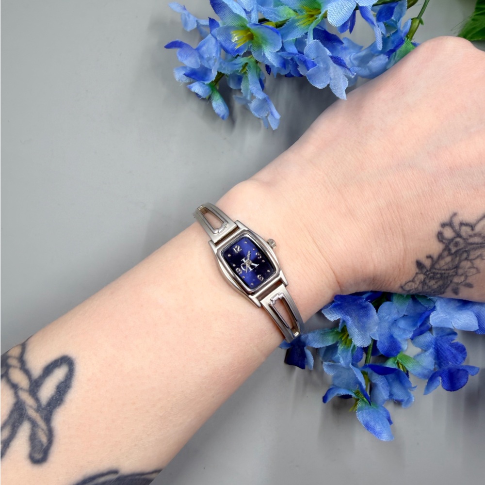 Calvin Klein Signed Vintage Silver and Blue Women's Watch